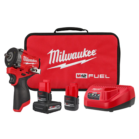 Kit Llave de Impacto 3/8" Milwaukee M12 FUEL Stubby 745 Nm 2562-22