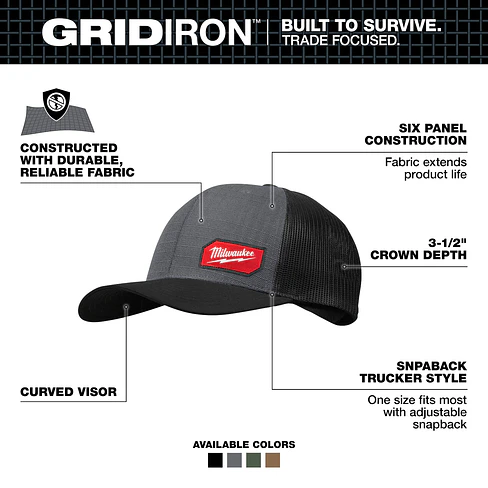 Jockey Con Malla Milwaukee Tamaño Ajustable GRIDIRON - Gris 505G 3