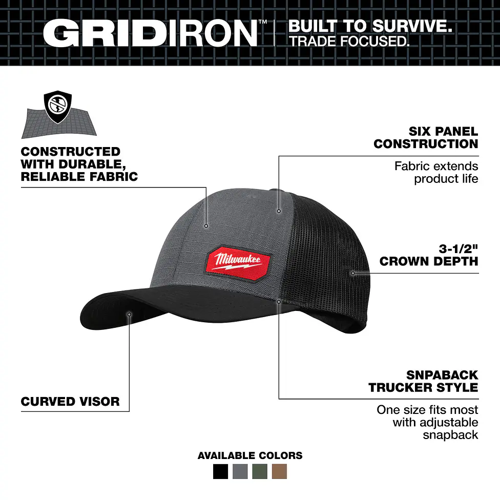 Jockey Con Malla Milwaukee Tamaño Ajustable GRIDIRON - Gris 505G 3