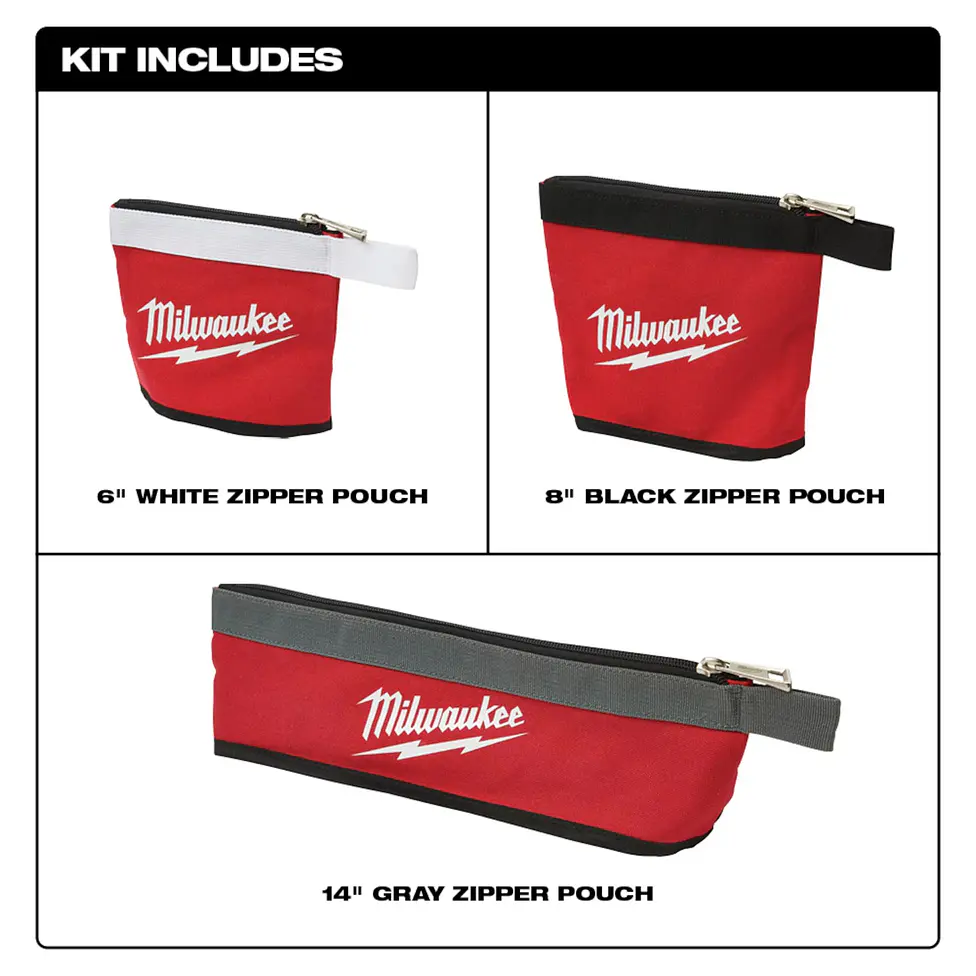 Set de 3 Estuches Organizadores Milwaukee con Cierre 48-22-8183 2