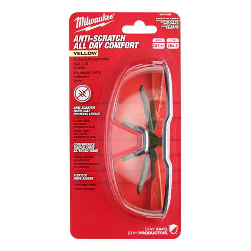 Lentes De Seguridad Milwaukee Anti Rayas Amarillo 48-73-2100 5