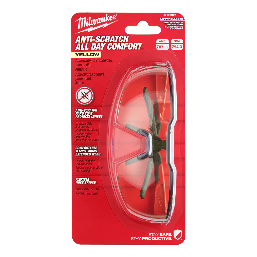 Lentes De Seguridad Milwaukee Anti Rayas Amarillo 48-73-2100 5