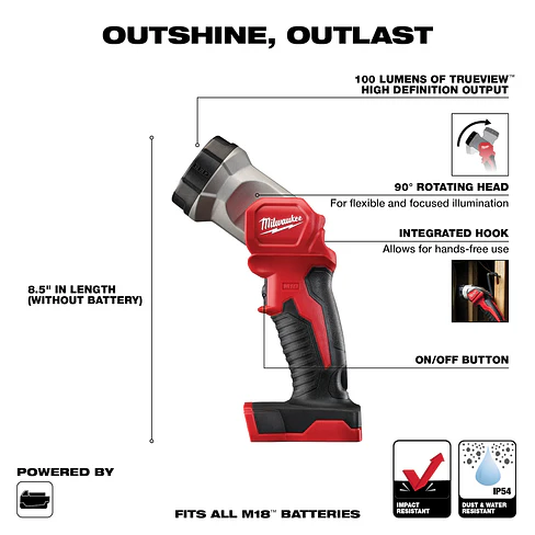 Linterna De Trabajo Milwaukee M18 Luz Led Modelo 2735-20 3