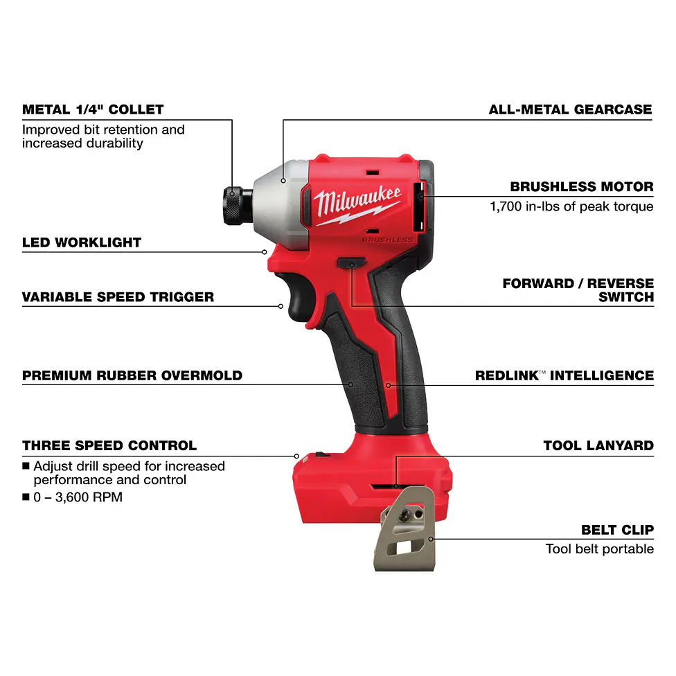 Atornillador de Impacto Milwaukee M18 Brushless 1/4