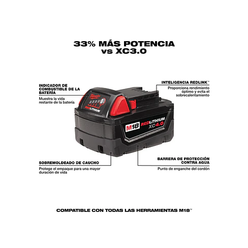 Batería Milwaukee M18 XC 4.0 Amperios Hora 48-11-1840 4
