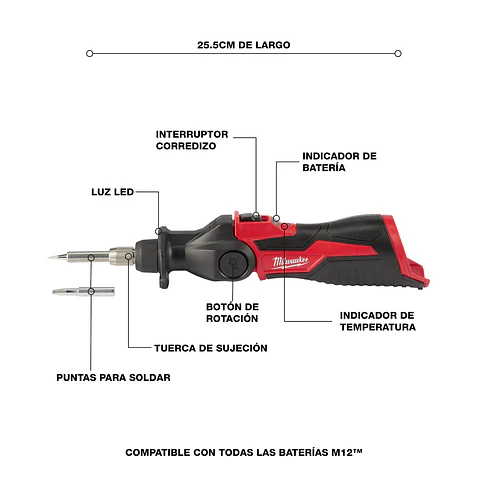 Cautín Inalámbrico Milwaukee M12 2488-20 (Solo herramienta) 5