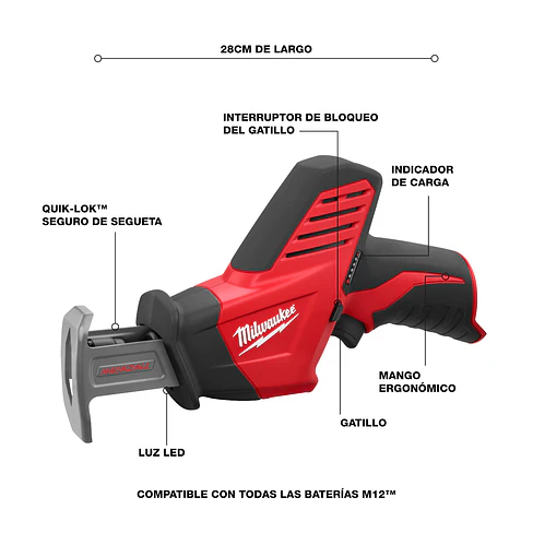 Sierra Sable Milwaukee M12 HACKZALL Compacta 2420-20 4