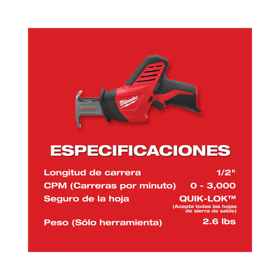 Sierra Sable Milwaukee M12 HACKZALL Compacta 2420-20 7