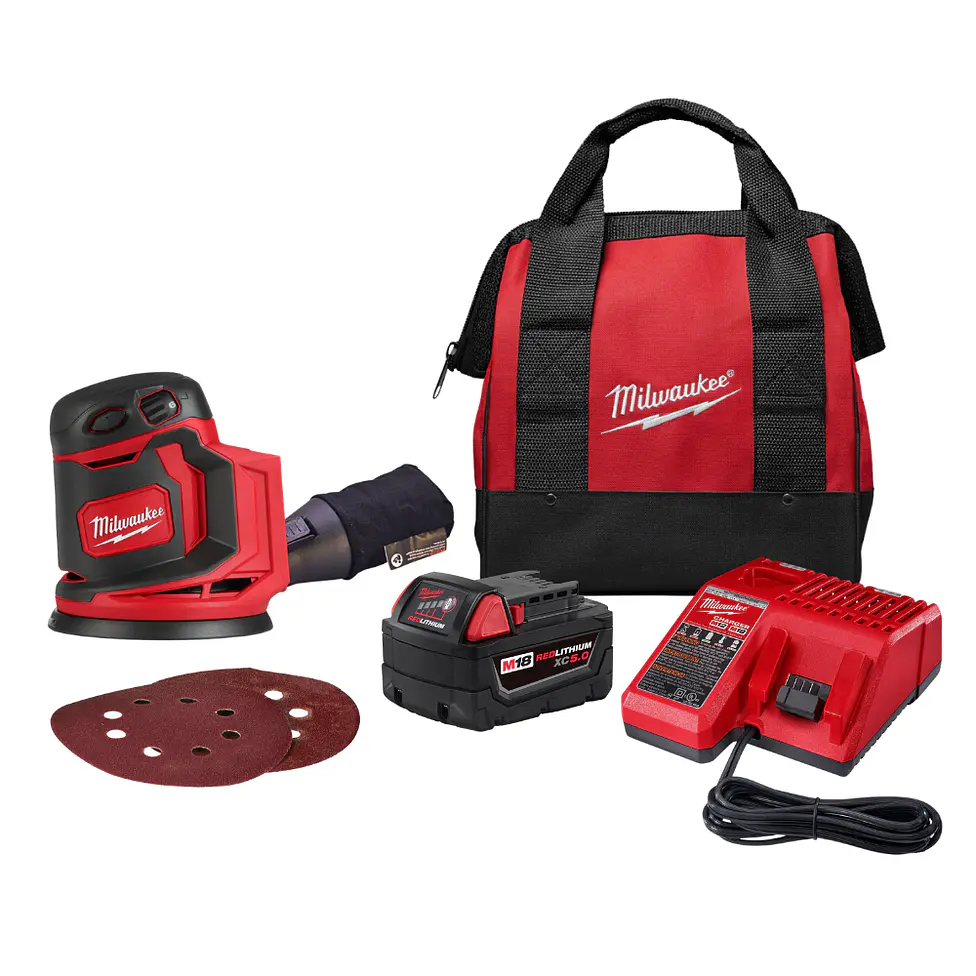 Kit Lijadora Roto Orbital Inalámbrica 5 Pulgadas Milwaukee M18 2648-20 1