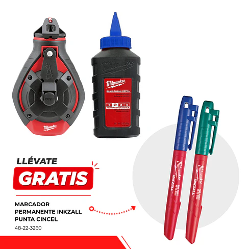 Pack Tizador Milwaukee Tiza Azul + 2 Marcadores Permanentes Inkzall 1