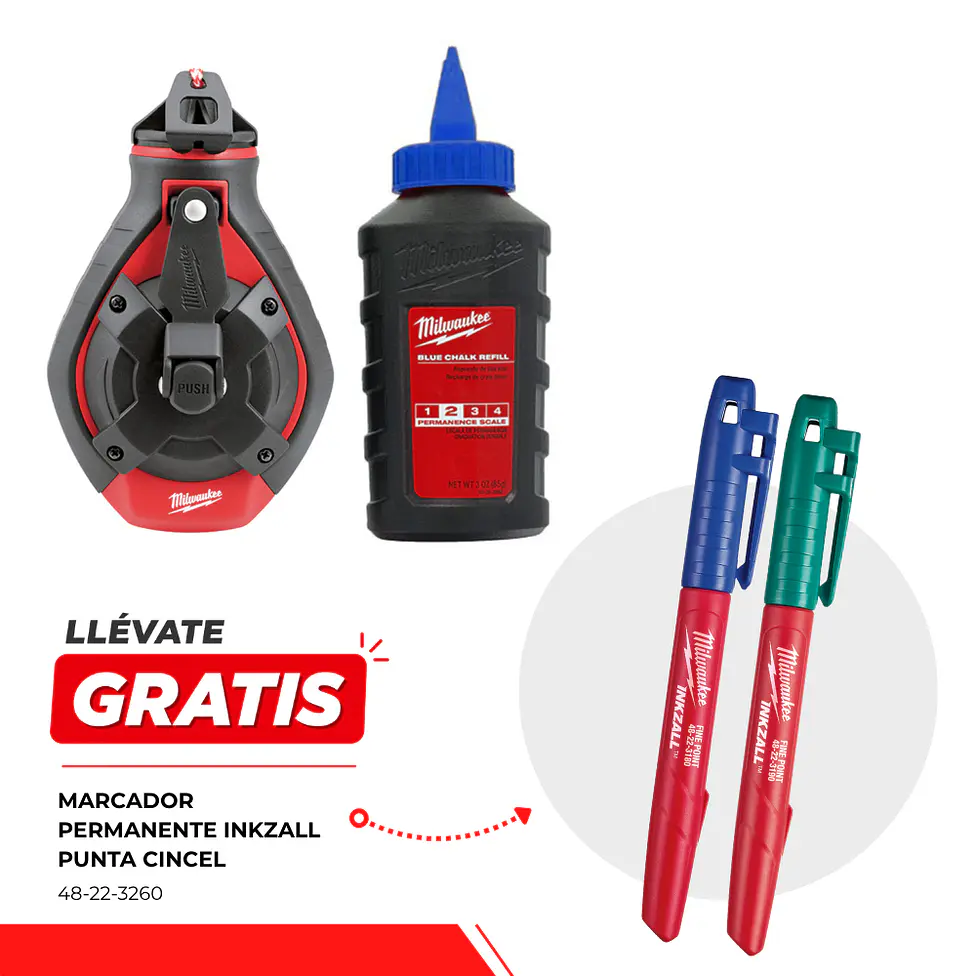 Pack Tizador Milwaukee Tiza Azul + 2 Marcadores Permanentes Inkzall 1