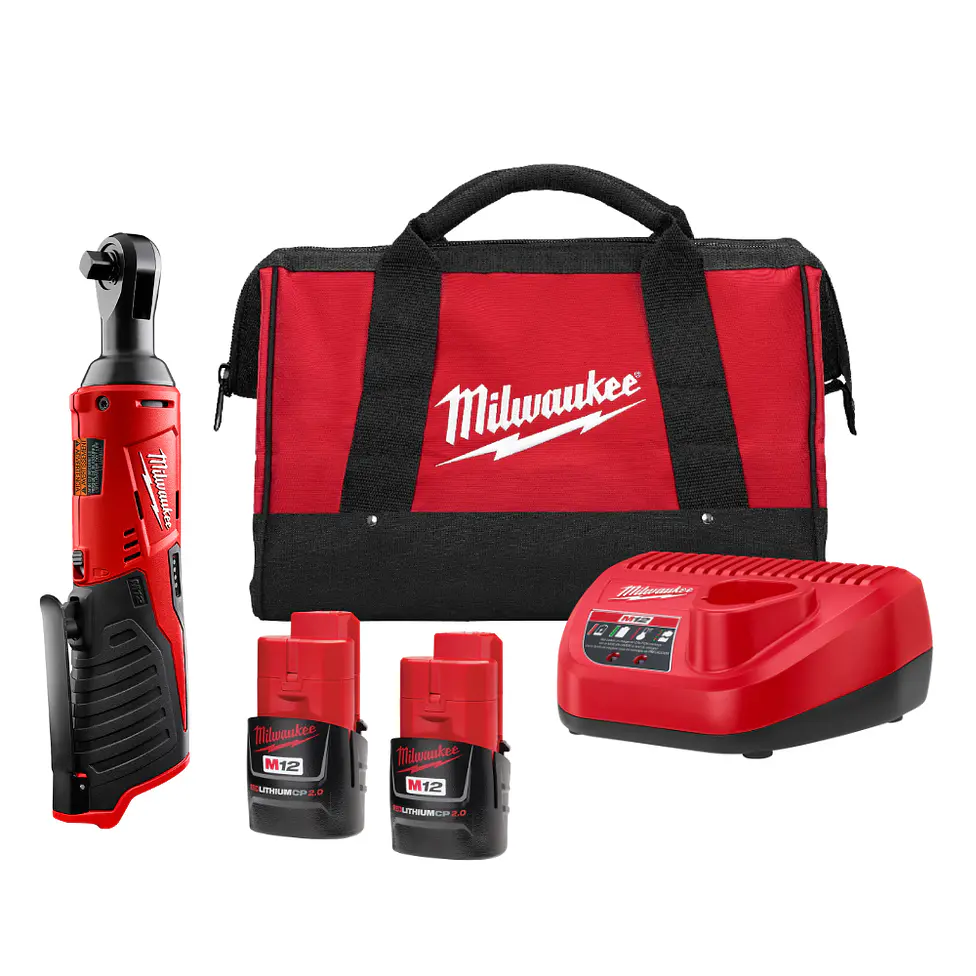 Kit Chicharra Inalámbrica 3/8 Milwaukee M12 2457-20 + 2 Bat 1