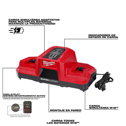 Supercargador Simultáneo Doble Compartimiento Milwaukee M18 48-59-1859 10