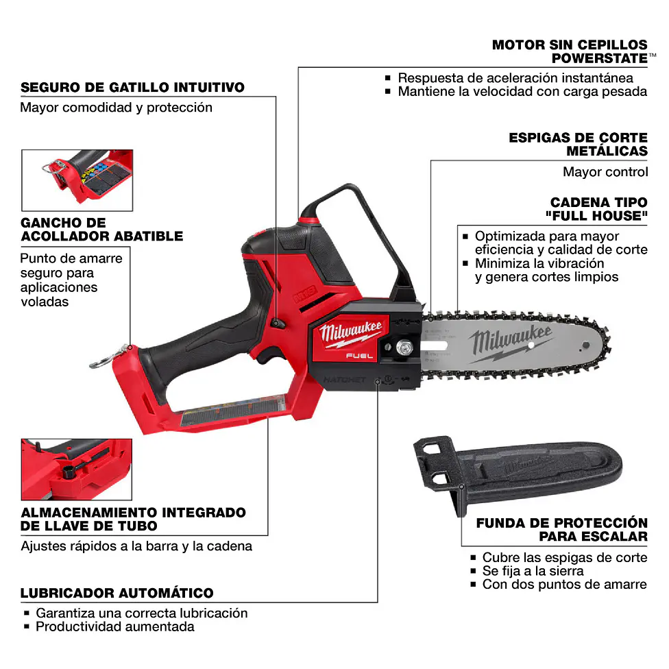 Motosierra Compacta Milwaukee M18 Fuel Hatchet 8 Pulgadas 3004-20 10