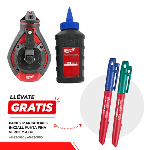 Pack Tizador Milwaukee Tiza Azul + 2 Marcadores Permanentes Inkzall