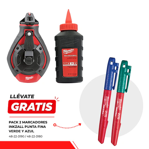 Pack Tizador Milwaukee Tiza Roja + 2 Marcadores Permanentes Inkzall