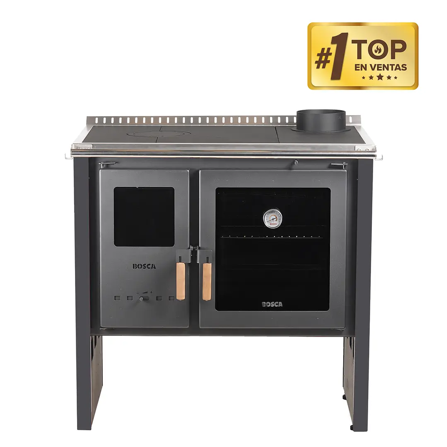 Cocina a Leña Bosca Hestia 90 Charcoal | Calefacción y cocina eficiente con horno de gran capacidad 8