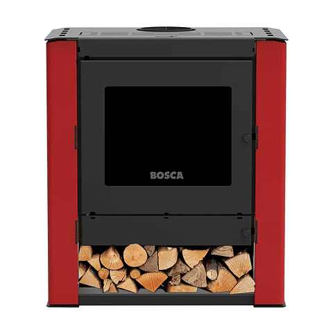 Calefactor Bosca a Leña Gold 500 Burdeo Black Vision CERT – Alto Rendimiento para 220 m²