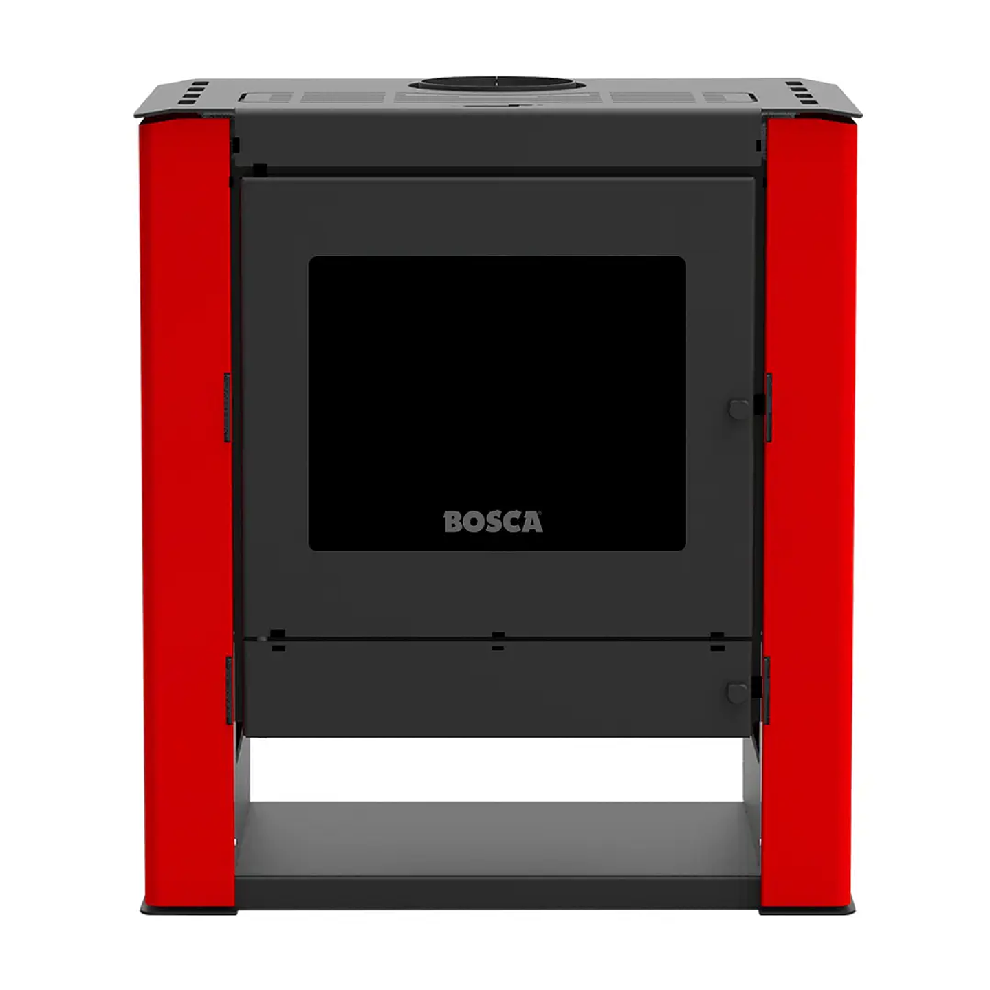 Calefactor a Leña Bosca Gold 500 Rojo Black Vision CERT – Máxima Potencia y Diseño Panorámico 2