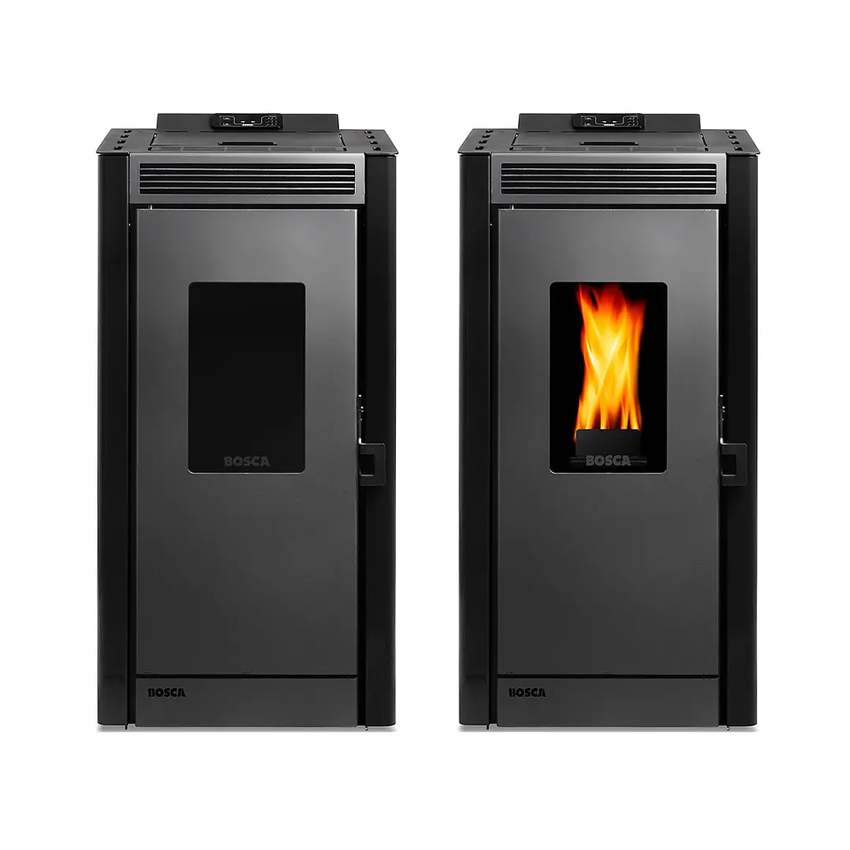 Calefactor a Pellet Bosca Black Vision Negro – Diseño Panorámico y Alta Eficiencia 4