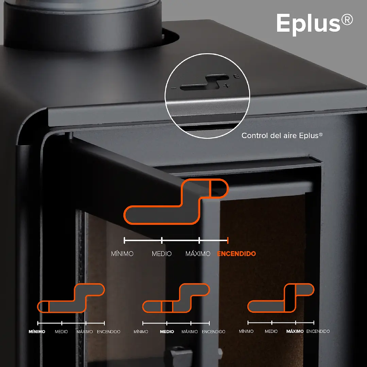 Calefactor Bosca a Leña Gold 500 Burdeo Black Vision CERT – Alto Rendimiento para 220 m² 6