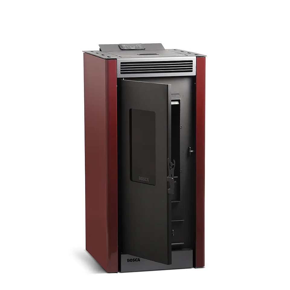Calefactor a Pellet Bosca Black Vision Burdeo – Diseño Panorámico y Alta Eficiencia 8