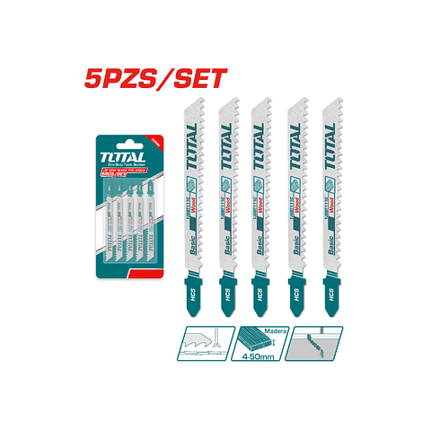 SET 5 HOJAS TIPO T PARA MADERA 74MM TOTAL