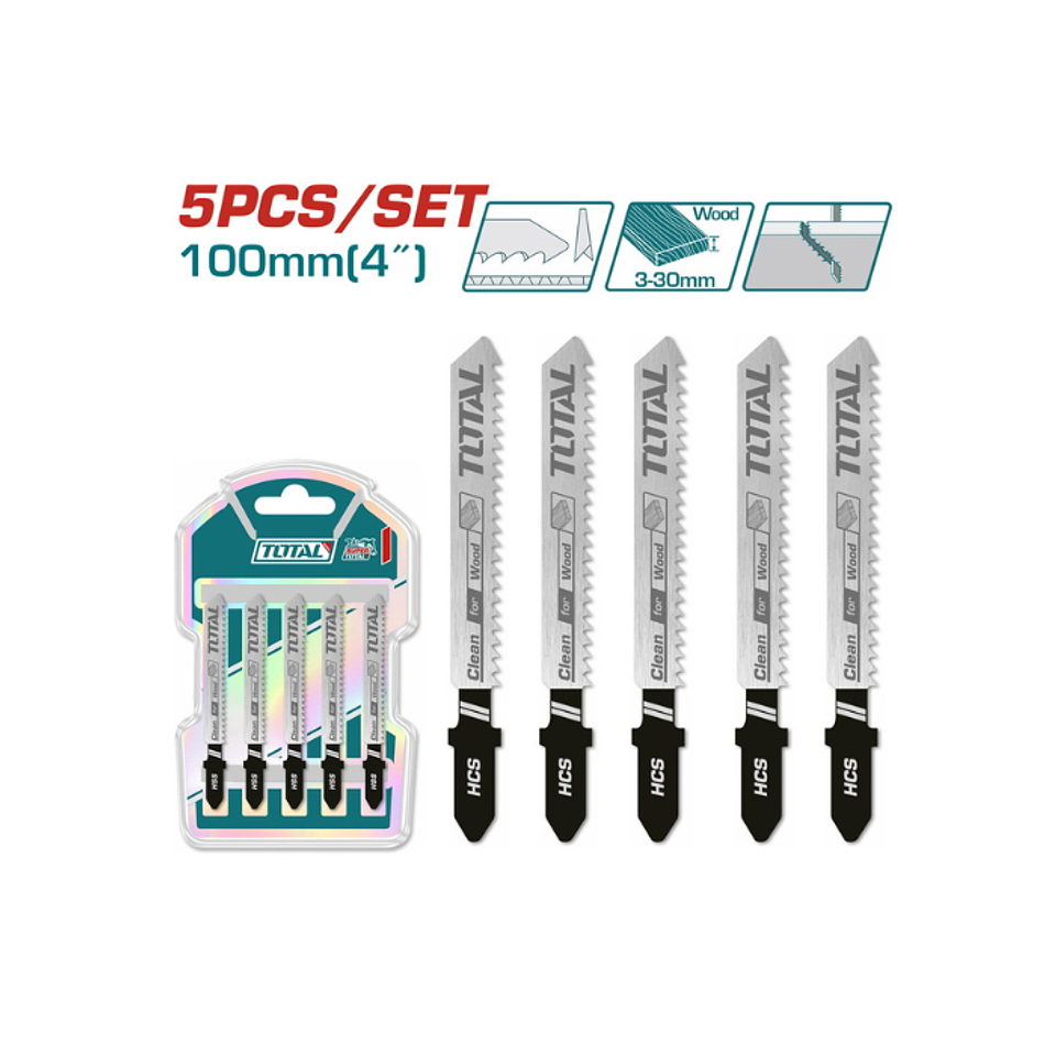 SET DE 5 HOJAS TIPO T  10TPI PARA MADERA 74MM Total 2