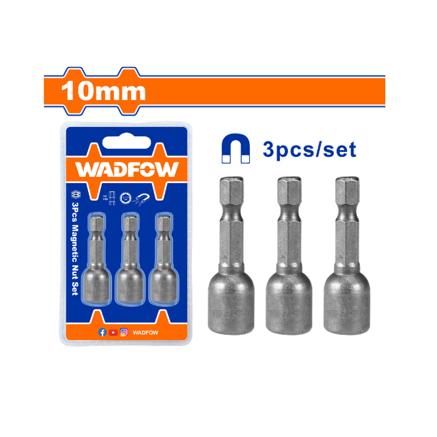 SET 3 TUERCAS MAGNETICAS HEXAGONAL 10MM 2