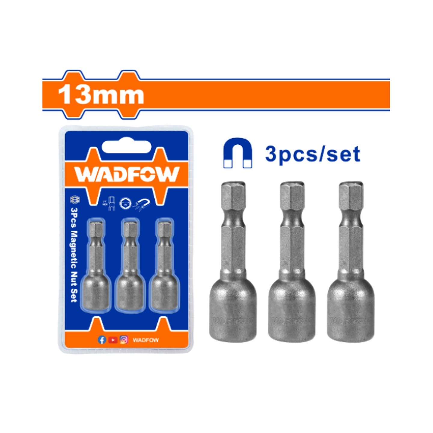 SET 3 TUERCAS MAGNETICAS HEXAGONAL 13MM 2