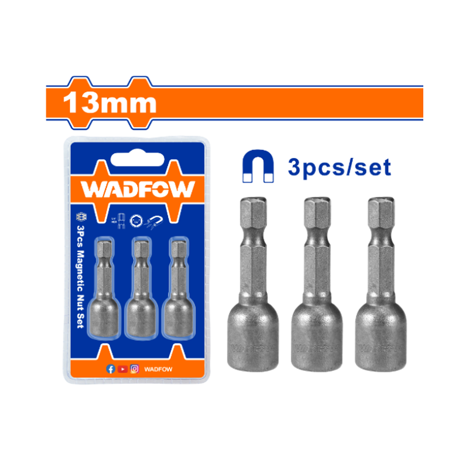 SET 3 TUERCAS MAGNETICAS HEXAGONAL 13MM 2