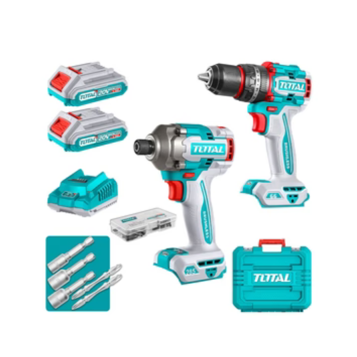 COMBO LLAVE IMPACTO +TALADRO INALAMBRICO+SET BROCAS+2BAT+CAR. ST 1