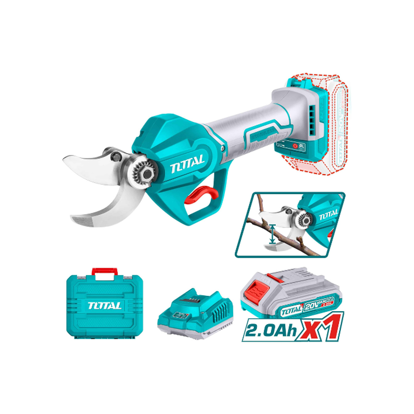 TIJERAS DE PODAR INALAMBRICA 20V  BAT+CARG 2