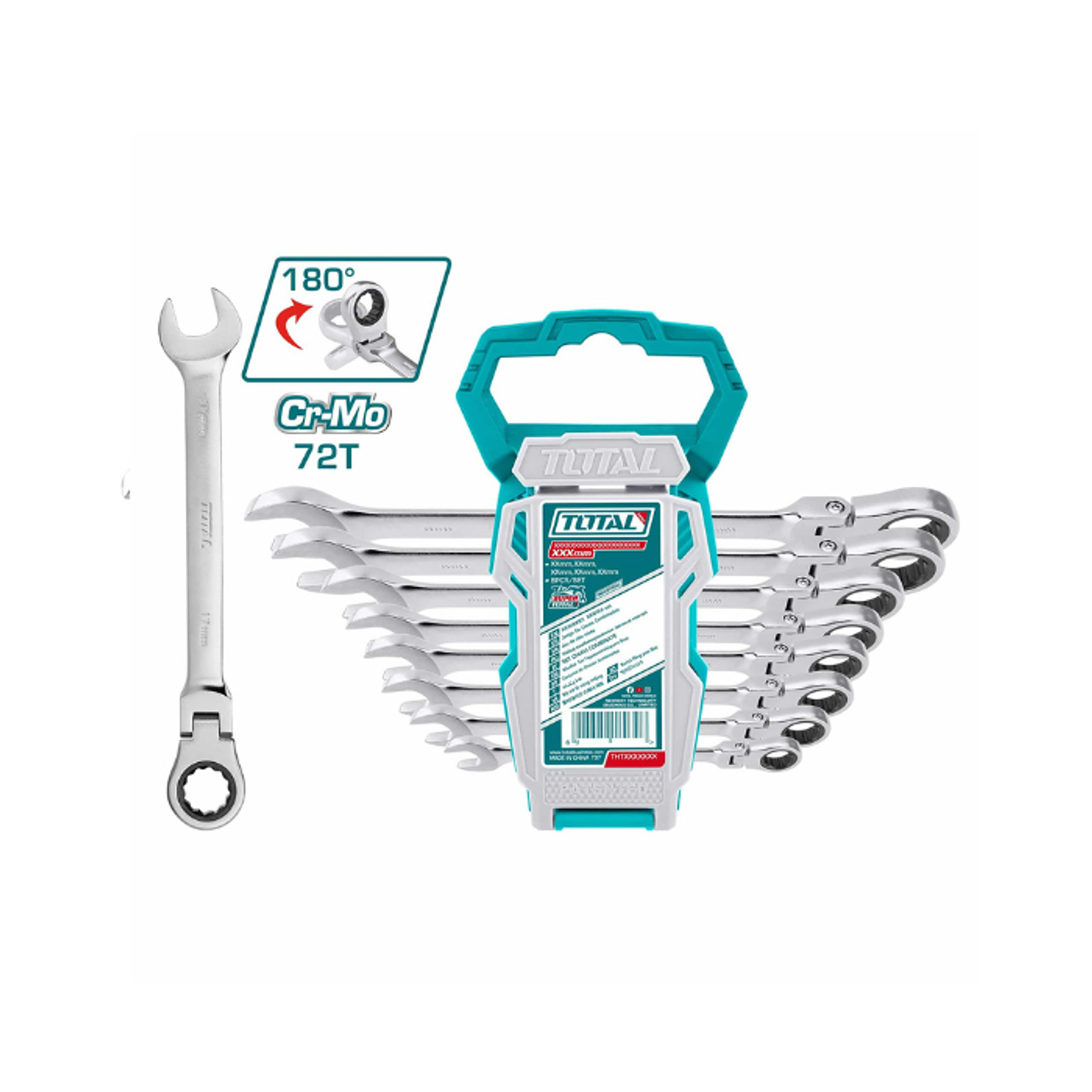 SET LLAVE PUNTA CORONA CON CHICHARRA FLEXIBLE 8 - 10 - 12 -13 -14 -17 - 19MM ST 2