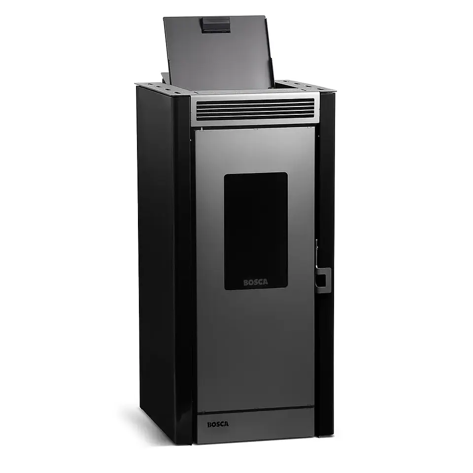 Calefactor a Pellet Bosca Black Vision Negro – Diseño Panorámico y Alta Eficiencia 8