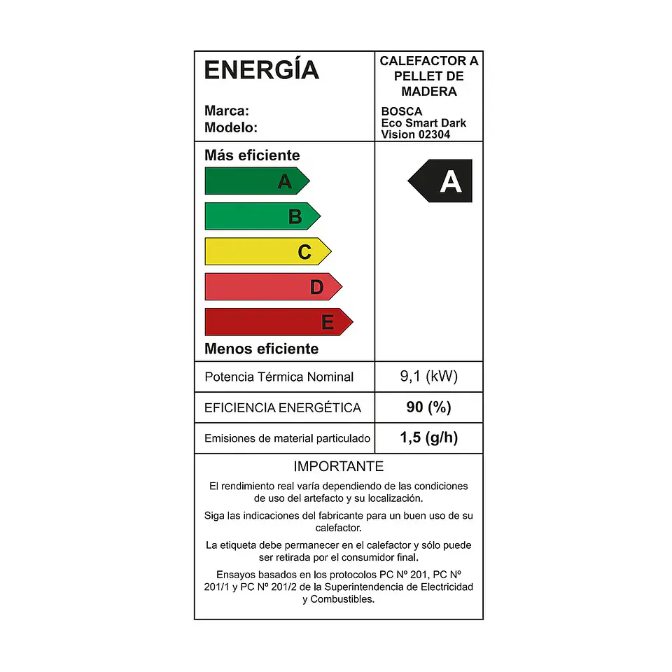 Calefactor a Pellet Bosca Black Vision Negro – Diseño Panorámico y Alta Eficiencia 10
