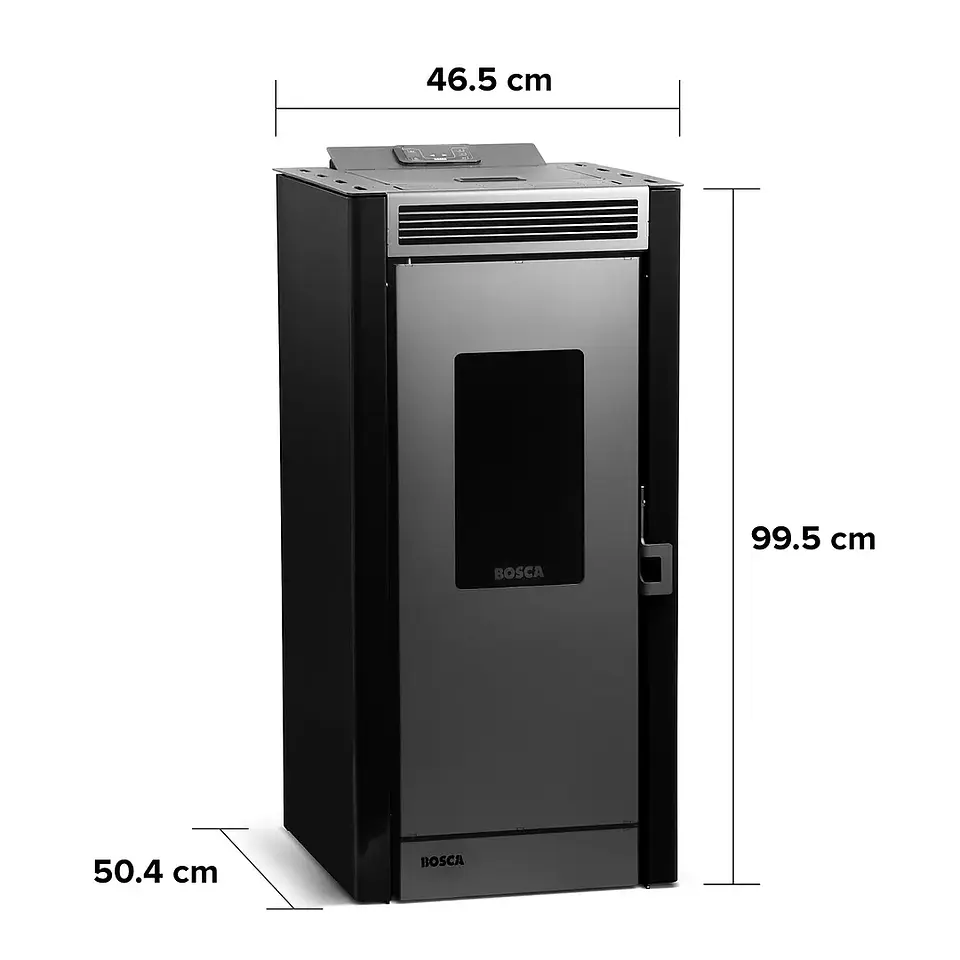 Calefactor a Pellet Bosca Black Vision Negro – Diseño Panorámico y Alta Eficiencia 3