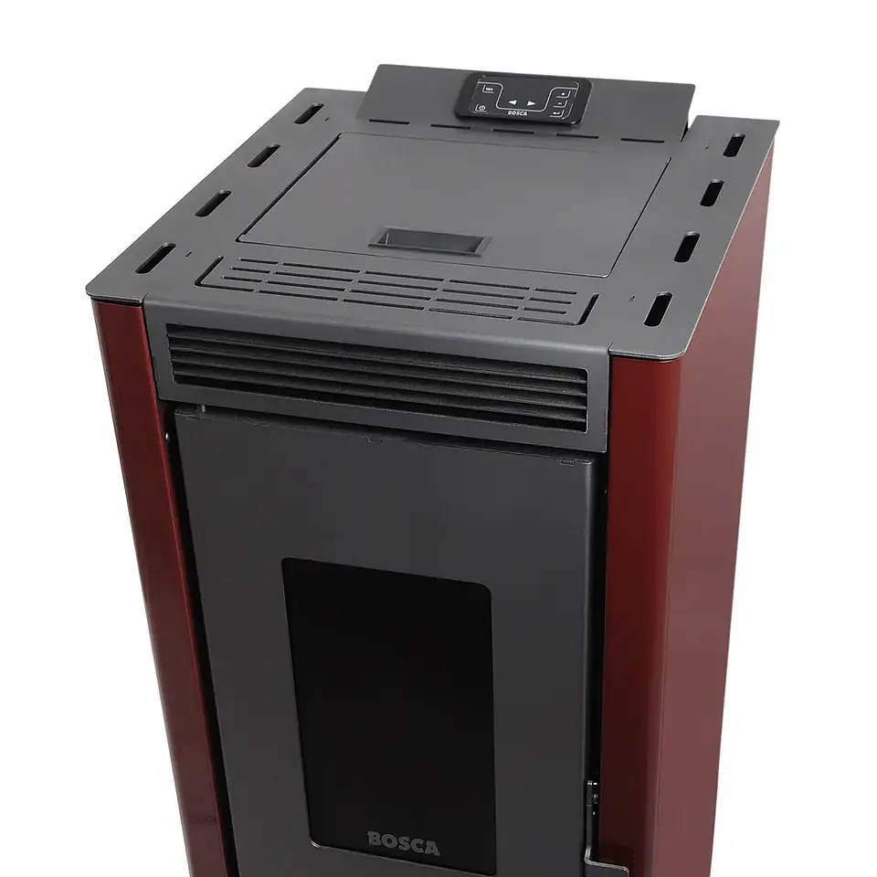 Calefactor a Pellet Bosca Black Vision Burdeo – Diseño Panorámico y Alta Eficiencia 5