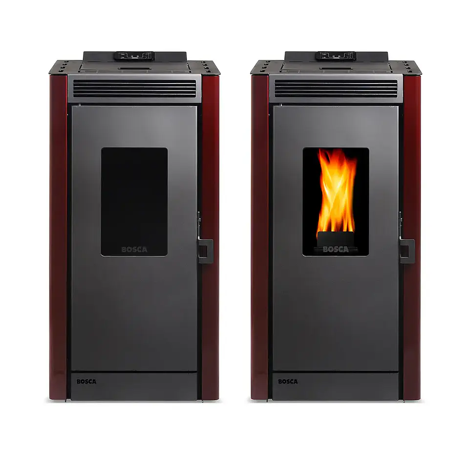Calefactor a Pellet Bosca Black Vision Burdeo – Diseño Panorámico y Alta Eficiencia 8