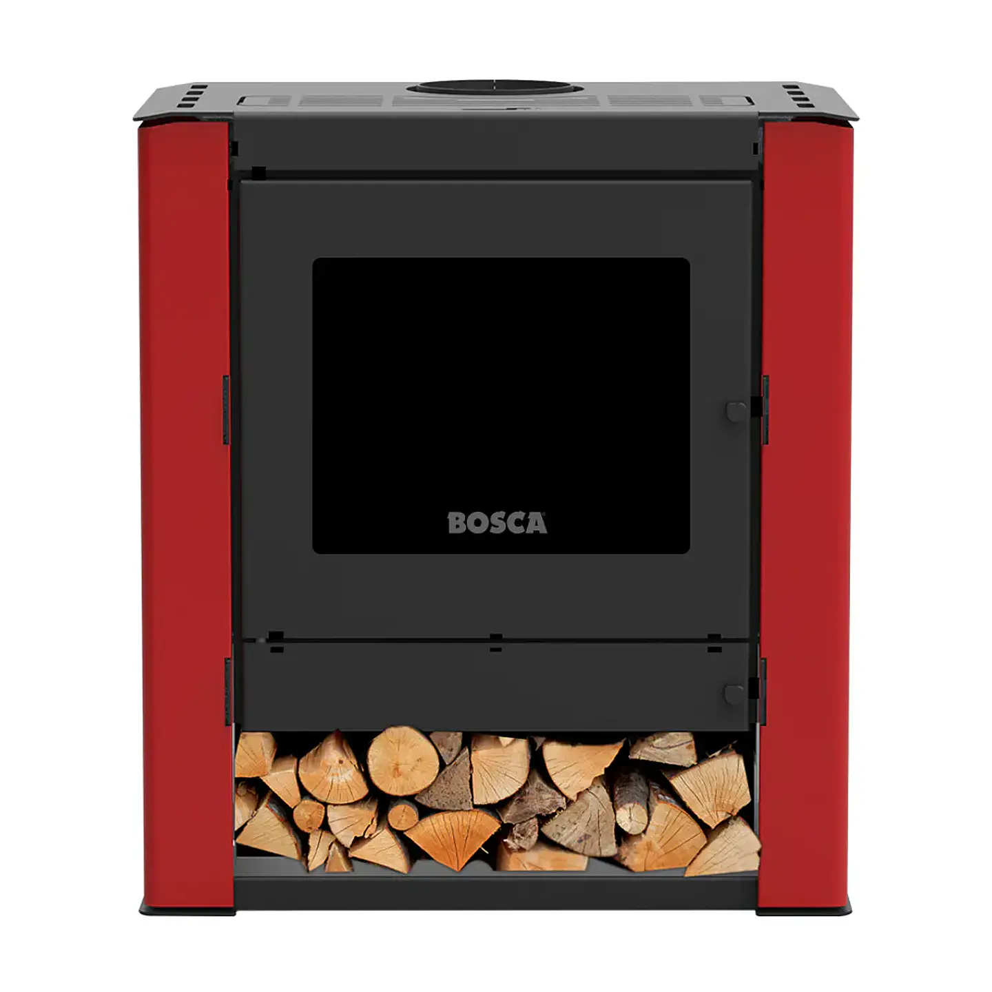 Calefactor Bosca a Leña Gold 500 Burdeo Black Vision CERT – Alto Rendimiento para 220 m² 1