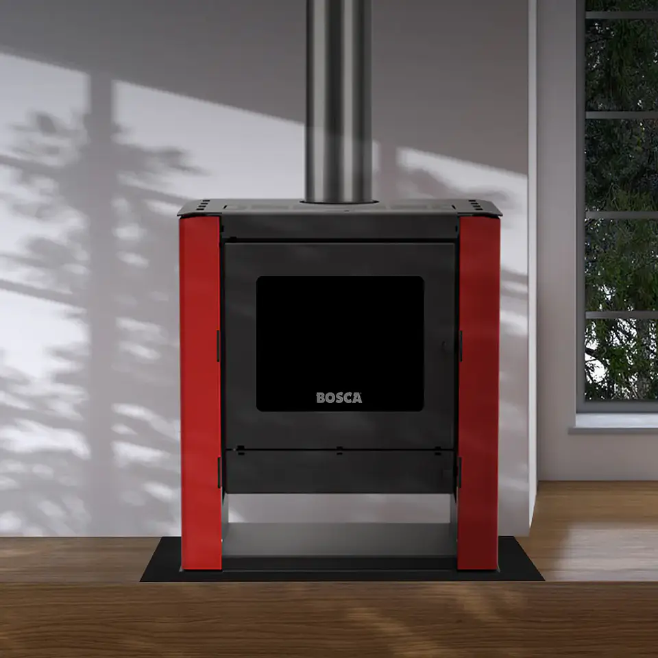 Calefactor Bosca a Leña Gold 500 Burdeo Black Vision CERT – Alto Rendimiento para 220 m² 3