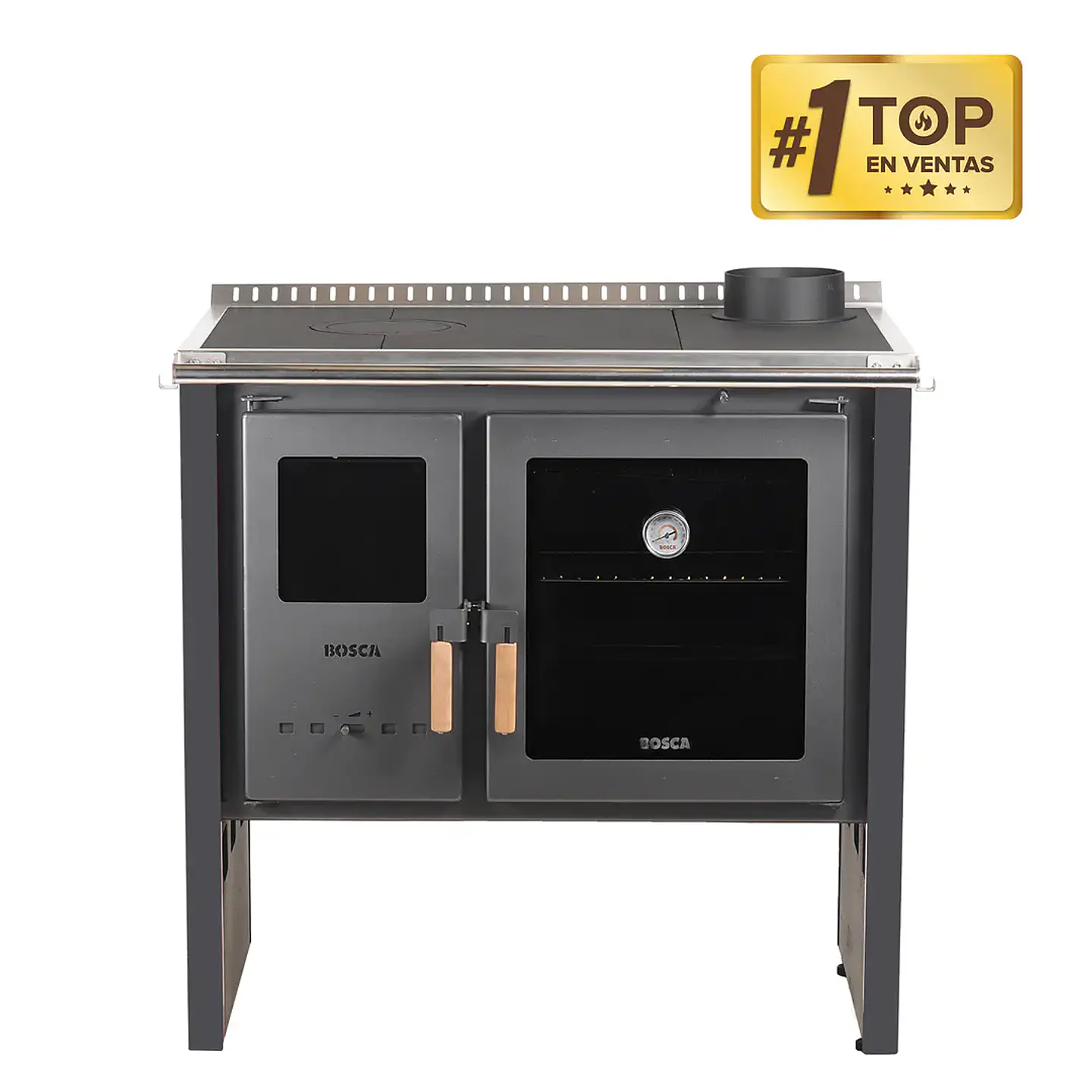 Cocina a Leña Bosca Hestia 90 Charcoal | Calefacción y cocina eficiente con horno de gran capacidad 7
