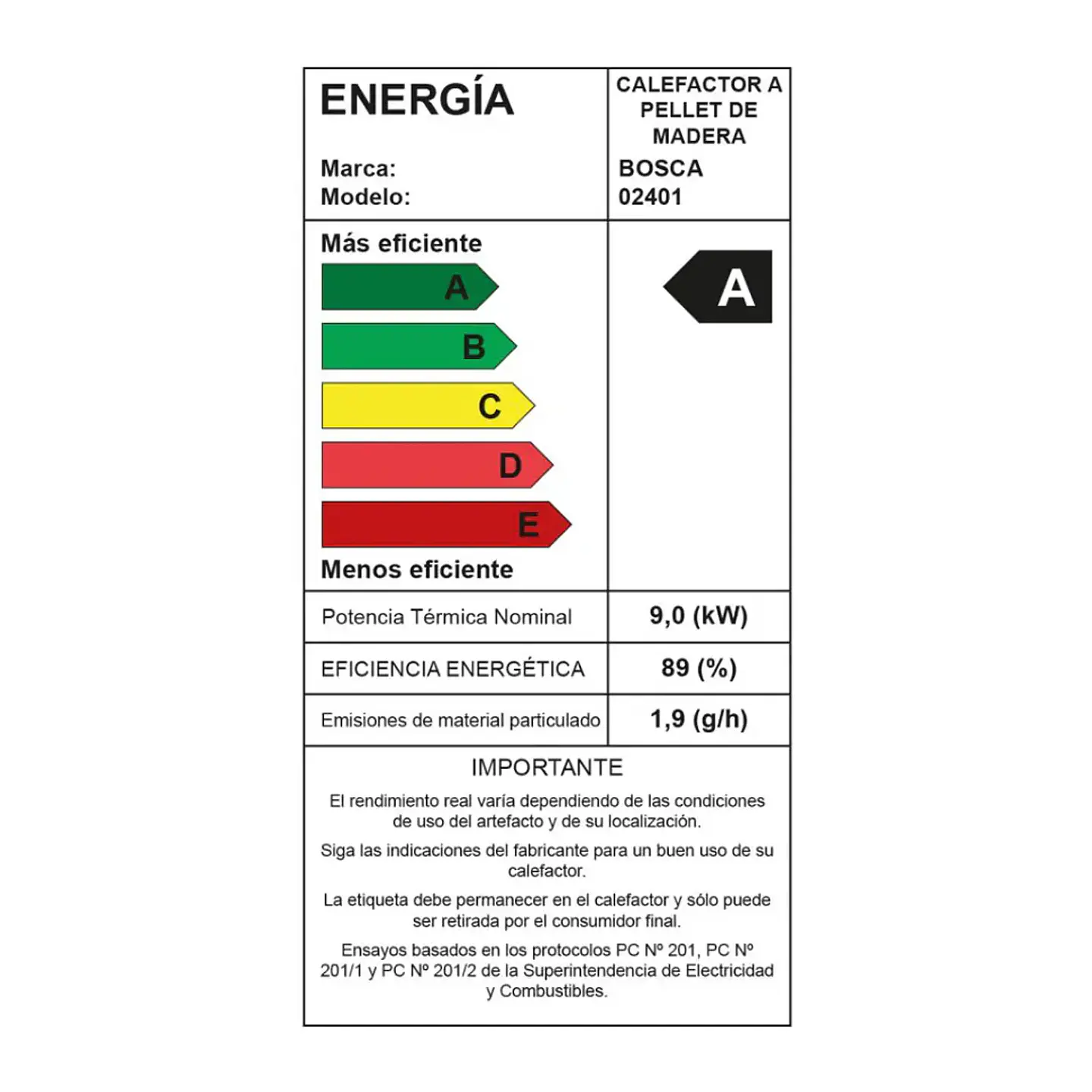 Calefactor a Pellet Bosca Hera + Certificado – Estufa a Pellet Bosca Bajo Consumo Alta Eficiencia 8