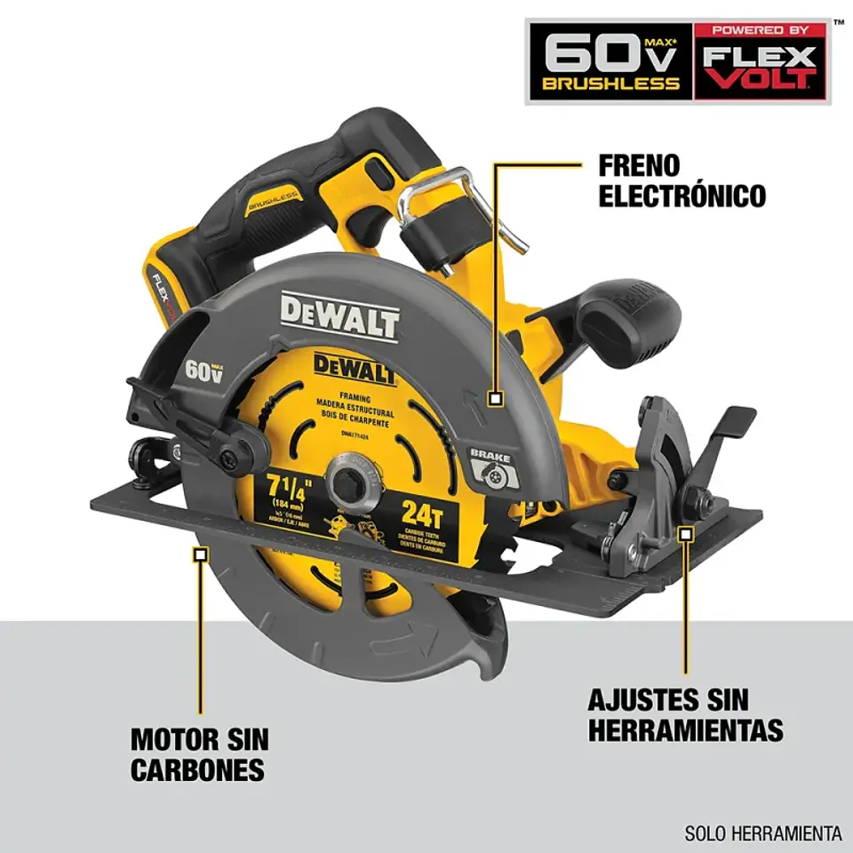 Sierra circular inalambrica 7 1/4  con 1 bateria dewalt 4