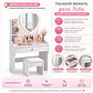 Tocador Infantil Blanco con Espejo LED y Taburete 60x33x122 cm - Miniatura 2