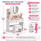 Tocador Infantil Blanco con Espejo LED y Taburete 60x33x122 cm - Miniatura 4