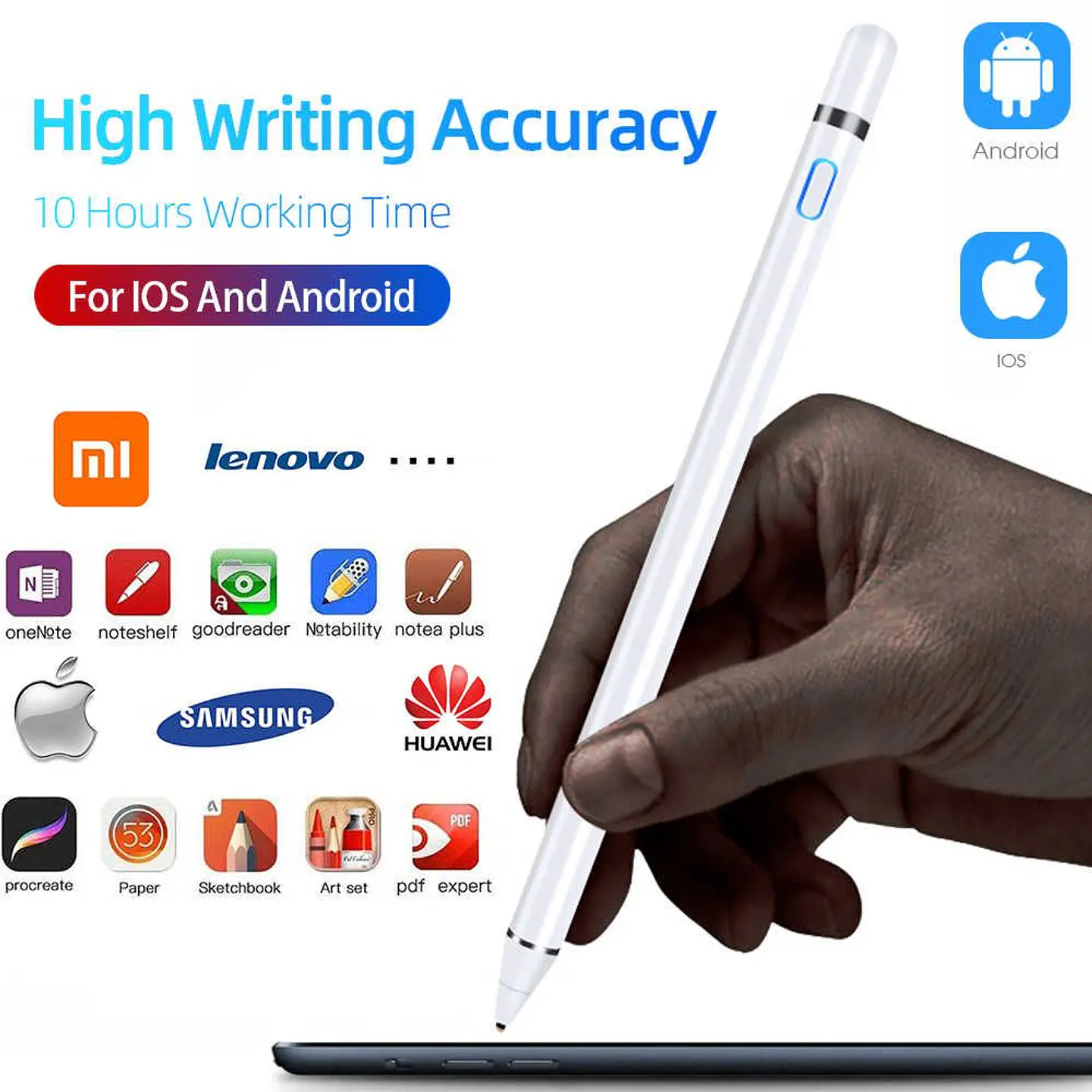 Lápiz Táctil Stylus Recargable para iPad, Tablets y Celulares 2