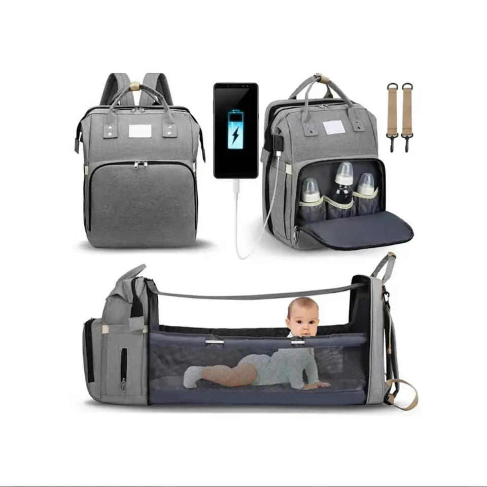 Mochila Maternal 3 en 1 Cuna, Mudador y Pañalera Impermeable 1