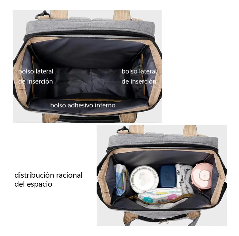 Mochila Maternal 3 en 1 Cuna, Mudador y Pañalera Impermeable 5