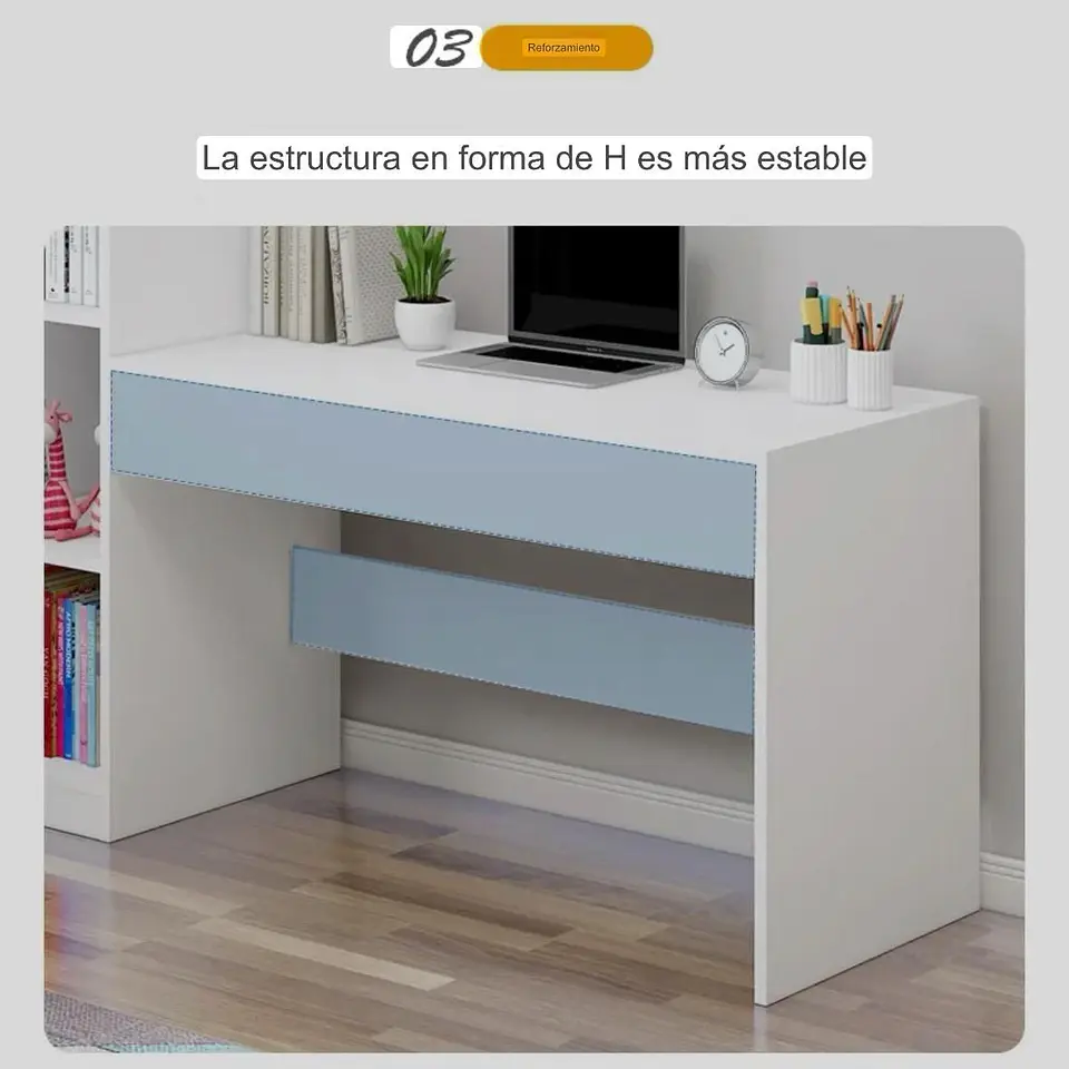 Set Escritorio Blanco con Librero + Silla Estilo Nórdico 4